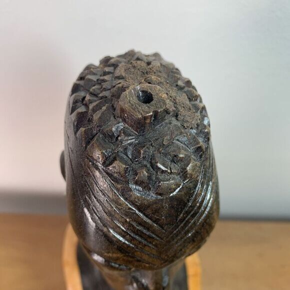 Carved Old African Solid Wood Carving Female Bust Figure Art Artwork - Picture 4 of 10